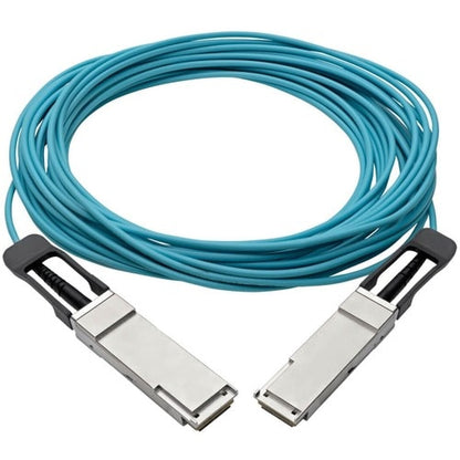 Tripp Lite series QSFP+ to QSFP+ Active Optical Cable - 40Gb, AOC, M/M, Aqua, 10