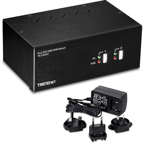 CONMUTADOR KVM DVI DE 2 PUERTOS CON DOBLE MONITOR