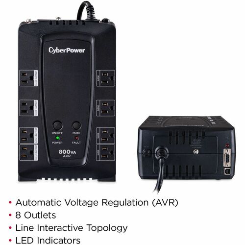 Cyber ​​Power CyberPower AVR CP800AVR SAI de 800 VA - 800 VA/450 W - 3 minutos
