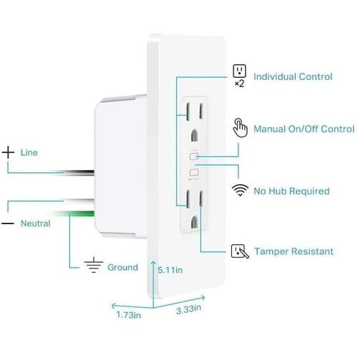 Toma de corriente inteligente Wi-Fi Kasa: requiere cable neutro y Wi-Fi de 2,4 GHz