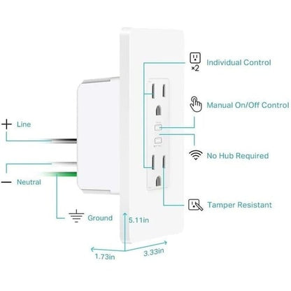 Toma de corriente inteligente Wi-Fi Kasa: requiere cable neutro y Wi-Fi de 2,4 GHz