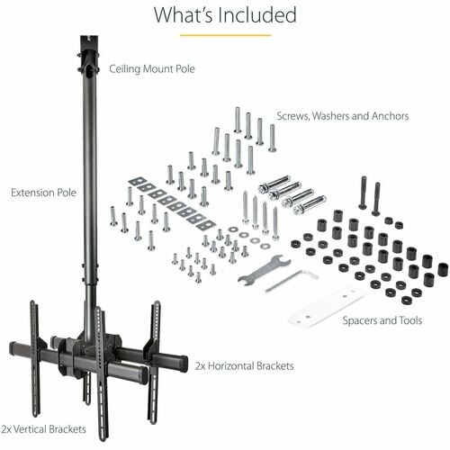 StarTech.com Dual TV Ceiling Mount, Back-to