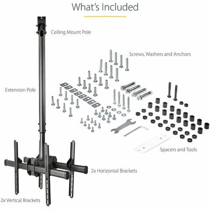 StarTech.com Dual TV Ceiling Mount, Back-to