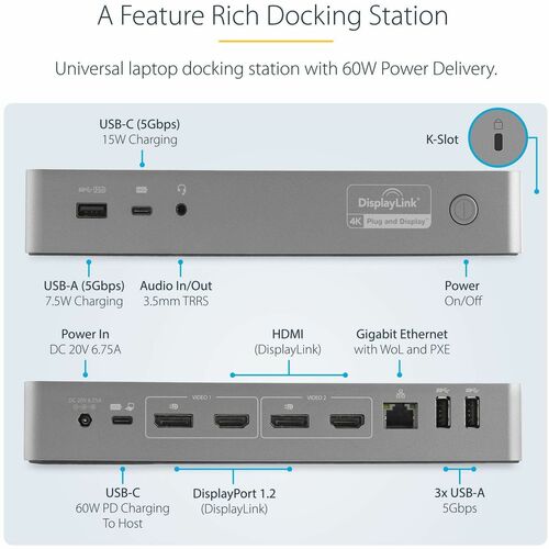 Station d'accueil USB-C et USB-A StarTech.com