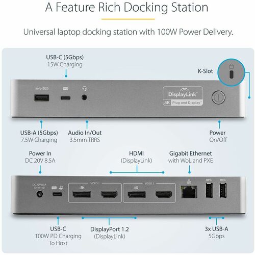 Station d'accueil USB-C et USB-A StarTech.com