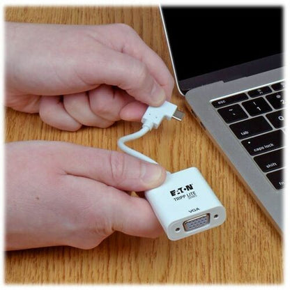 Tripp Lite by Eaton U444-06N-VGA-RA Right-Angle USB-C to VGA Adapter, M/F, White - 6\" (15