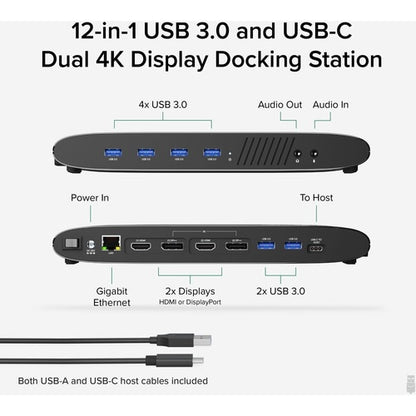 Station d'accueil horizontale Plugable USB 3.0 double écran 4K