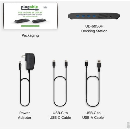 Station d'accueil horizontale Plugable USB 3.0 double écran 4K