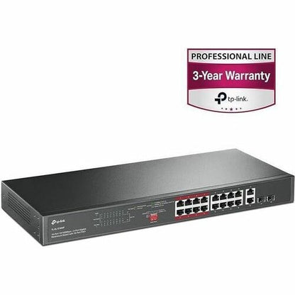 16-PORT 10/100MBPS + 2-PORT GBE UNMANAGED POE SWITCH