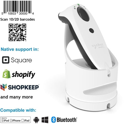 Socket Mobile SocketScan® S740, lecteur de codes-barres universel, blanc et station d'accueil blanche -