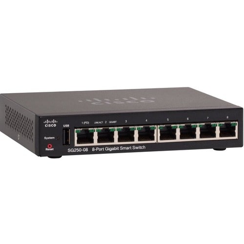CISCO SG250-08 8PORT GIGABIT SMART SWITCH REMANUFACTURED