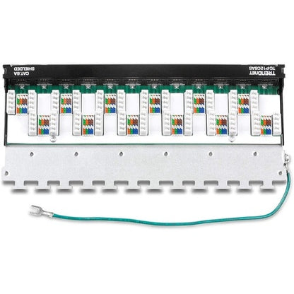 Panel de conexión blindado TRENDnet Cat6A de 12 puertos, compatible con 10G, Cat5e, Cat6 y Cat6A, metálico