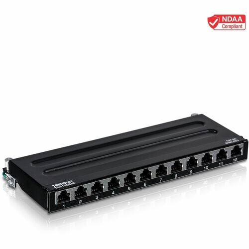 Panneau de brassage blindé TRENDnet 12 ports Cat6A, compatible 10G, Cat5e, Cat6, Cat6A
