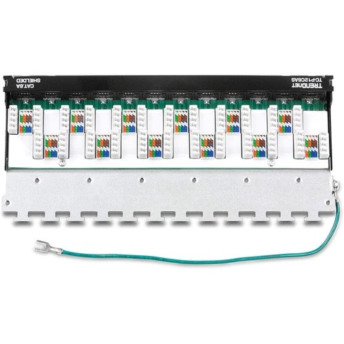 Panel de conexión blindado TRENDnet Cat6A de 12 puertos, compatible con 10G, Cat5e, Cat6 y Cat6A