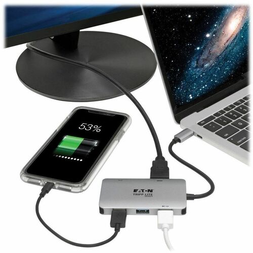 Tripp Lite by Eaton USB 3.1 C Adapter with PD Charging, Gray - 1 x USB Type C USB 3.1 Thun