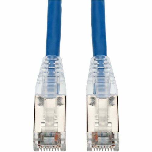 Câble Ethernet blindé en PVC bleu AddOn CAT 6A de 1,5 pi, anti-accroc, gaine transparente facile, RJ45