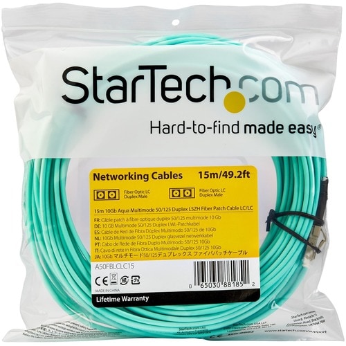 Cable de fibra óptica multimodo OM3 LC/UPC a LC/UPC de StarTech.com de 15 m (50 pies)