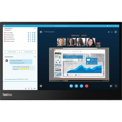 Moniteur LCD Full HD Lenovo ThinkVision M14 14 pouces - 16:9 - Noir corbeau