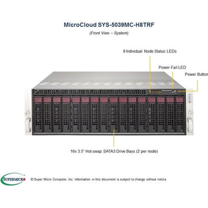 Supermicro SuperServer 5039MC-H8TRF Server Barebone System - 3U Rack-m