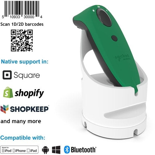 Socket Mobile SocketScan® S740, lecteur de codes-barres universel, station d'accueil verte et blanche -