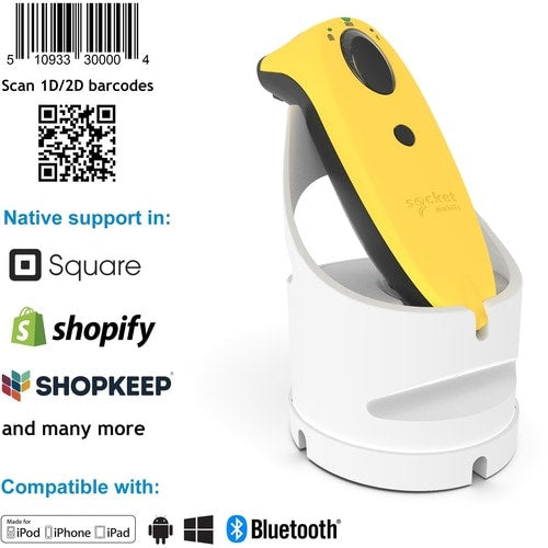 Socket Mobile SocketScan® S740, lecteur de codes-barres universel, station d'accueil jaune et blanche -