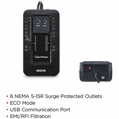 Sistemas UPS ecológicos CyberPower EC450G de Cyber ​​Power: 120 V CA, NEMA 5-1