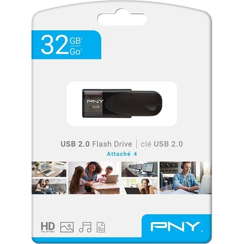 32GB ATTACHE 4 USB 2.0 BLACK CAPLESS