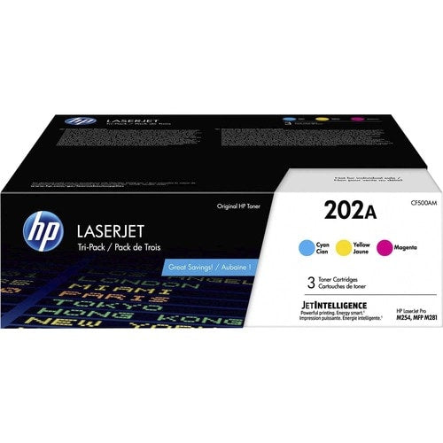Paquete de 3 cartuchos de tóner LJ originales 202A CYM