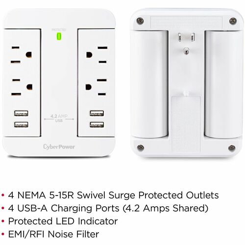 CyberPower Home Office 4-Outlet Surge Suppressor/Protector - 4 x NEMA