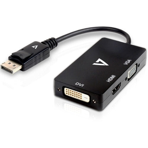 Adaptateur vidéo V7 noir DisplayPort mâle vers VGA femelle + DVI