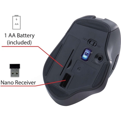 Verbatim Silent Ergonomic Wireless Blue LED Mouse - Graphite - Blue LED/Optical