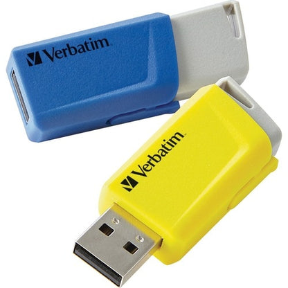 2PK 16GB STORE N CLICK USB MULTI 8 FLASH DRIVE BLUE YELLOW