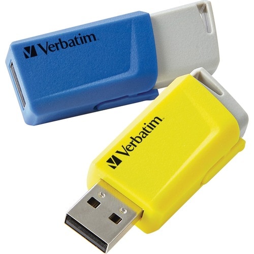 2PK 16GB STORE N CLICK USB MULTI 8 FLASH DRIVE BLUE YELLOW