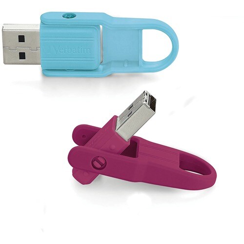 2PK 16GB STORE N FLIP USB FLASH MULTI 8 DRIVE BERRY BLUE