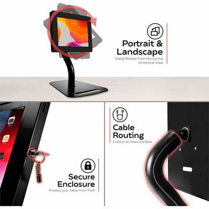 Quiosco de seguridad CTA Digital Premium de altura ajustable, de piso a escritorio, para tabletas -