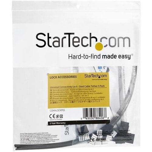 SECURITY TETHER CABLES 5PK STEEL CABLE  ADAPTER TETHERS