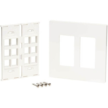 Tripp Lite by Eaton 12-Port Keystone Double-Gang Faceplate, White, TAA - 12 x Total Number