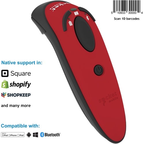 Lecteur de codes-barres laser Socket Mobile DuraScan® D730, rouge - Connectivité sans fil