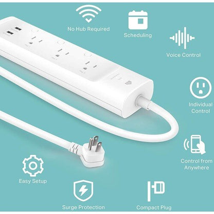 Multiprise Wi-Fi intelligente Tp Link Kasa, 3 prises - 3 x alimentation CA, 2 x US