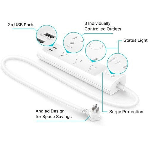Multiprise Wi-Fi intelligente Tp Link Kasa, 3 prises - 3 x alimentation CA, 2 x US