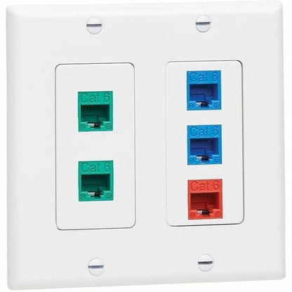 Placa frontal de doble entrada de Tripp Lite by Eaton, estilo Decora, vertical, blanca, calibre 2