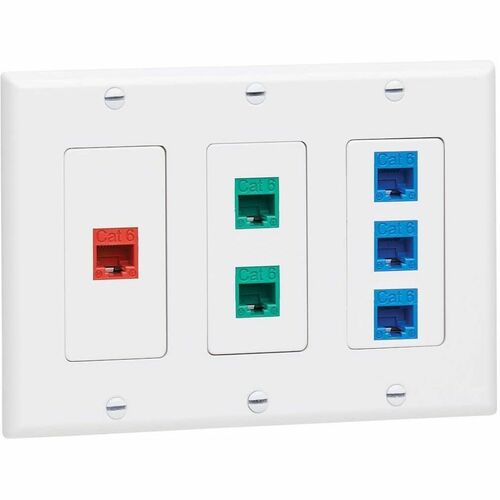 Plaque frontale triple Tripp Lite par Eaton, style Decora - Verticale, blanche
