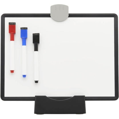 TABLEAU BLANC MAGNÉTIQUE EFFAÇABLE À SEC AVEC SUPPORT 3 MARQUEURS CADRE NOIR