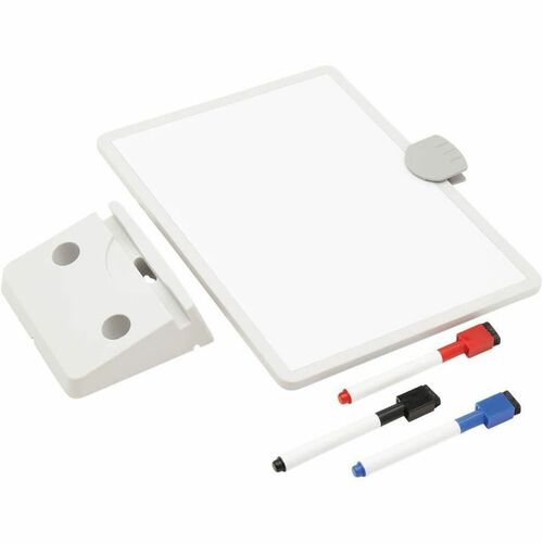 TABLEAU BLANC MAGNÉTIQUE EFFAÇABLE À SEC AVEC SUPPORT 3 MARQUEURS CADRE BLANC