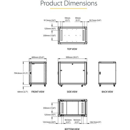 StarTech.com 4-Post 15U Server Rack Cabinet, 19" Data Rack Cabinet for