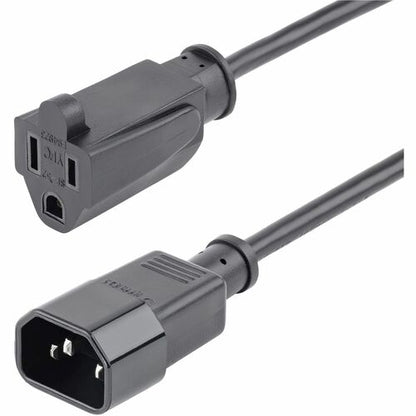 Rallonge d'alimentation StarTech.com de 0,3 m (1 pi), IEC C14 vers NEMA 5-15R, 10 A 125 V, 18 AWG, noir
