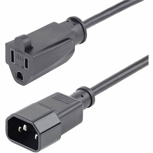 Rallonge d'alimentation StarTech.com de 0,3 m (1 pi), IEC C14 vers NEMA 5-15R, 10 A 125 V, 18 AWG, noir