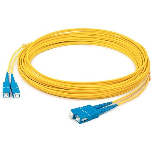 Câble de raccordement fibre optique LSZH duplex OS2 droit jaune SC (mâle) vers SC (mâle) AddOn 93 m