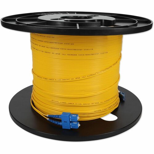 Câble de raccordement fibre optique duplex plénum OS2 droit jaune LC (mâle) vers SC (mâle) AddOn 99 m