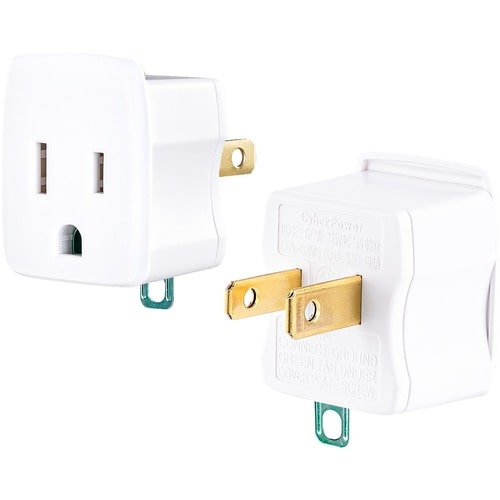 CyberPower GT1W2PK Multipack - (2) 3-Prong to 2-Prong Adapters, White, Limited L